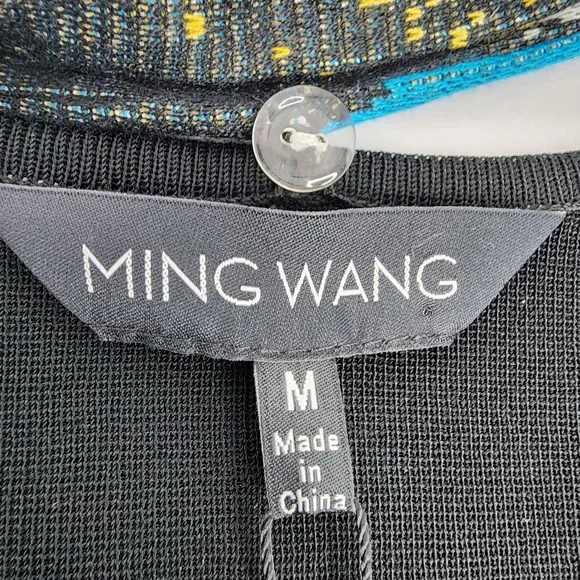 Ming Wang Sweater Jacket Women's Medium Cardigan Office Shoulder‎ Pads w. Scarf - Picture 5 of 7